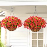 Flores Artificiais Penduradas Yastouay Com Cestos, Pacote Com 2