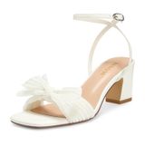 Sandálias Isnom Bow Knot Heeled Open Toe Block Heel Para Mulheres