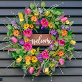 Coroa De Primavera Pinkpuii Summer Tulip Floral 60 Cm Com Flores Silvestres