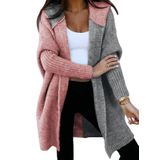 Cardigan Astylish Feminino Com Capuz Color Block, Suéter Rosa