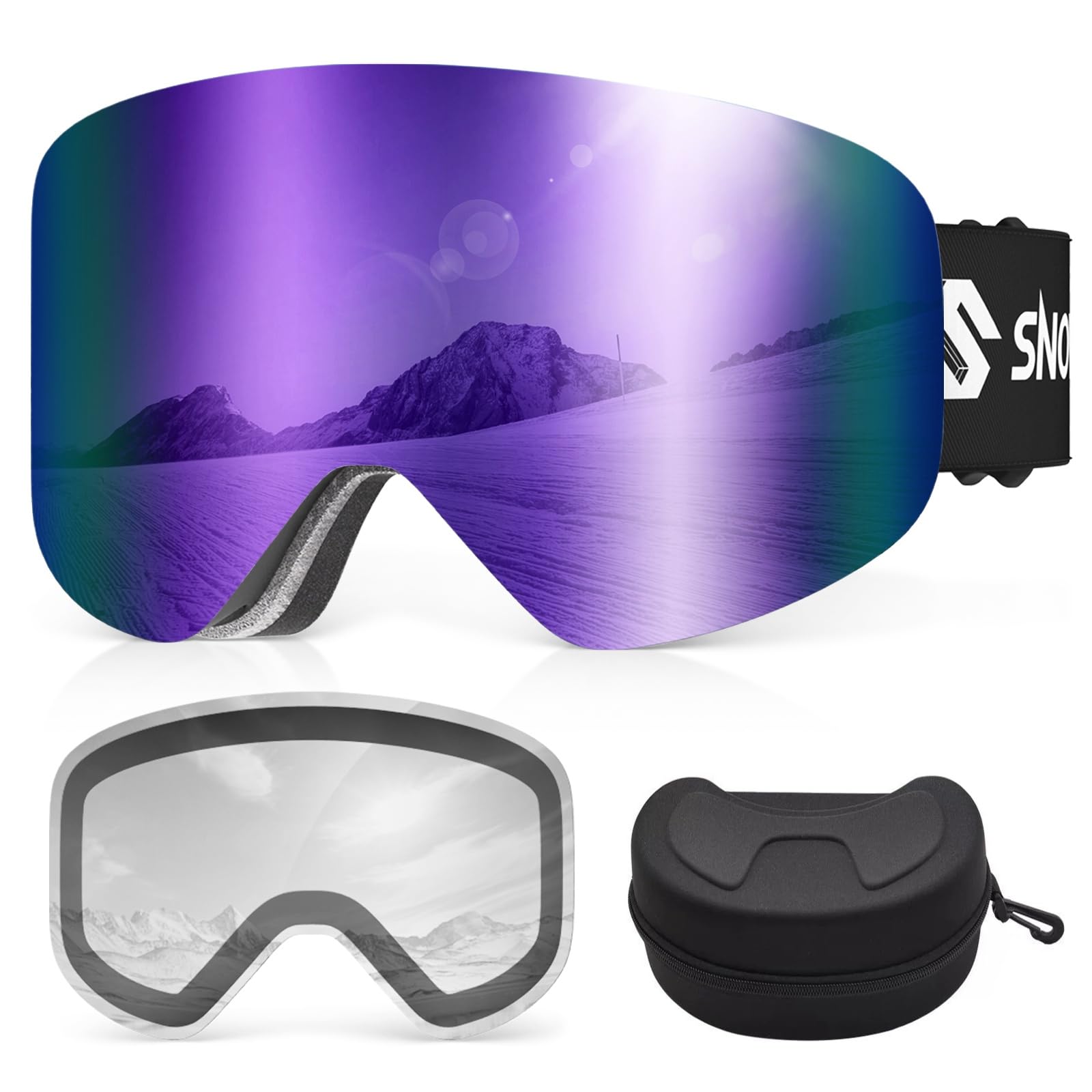 Óculos De Esqui Snowalva Frameless Snowboard Uv400 Magnet Lens