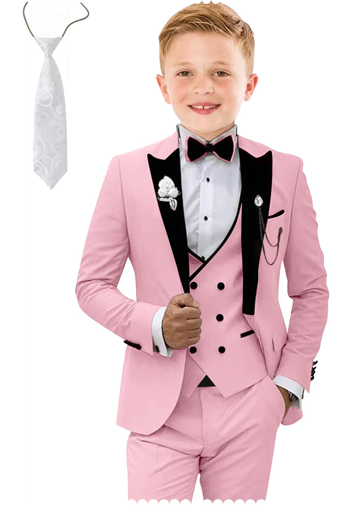 Suit Tesscy Boy Pink Slim Fit, 4 Peças De Smoking Tamanho 6