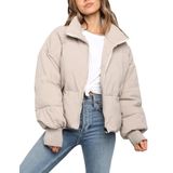 Jaqueta Flygo Winter Cropped Puffer 2024 Para Mulheres Beige-l