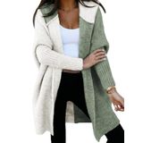 Cardigã Feminino Elegante Com Capuz, Bloco De Cores, Verde, Tamanho L