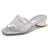 Sandálias Slide Coutgo Mesh Chunky Heels Mules Para Mulheres