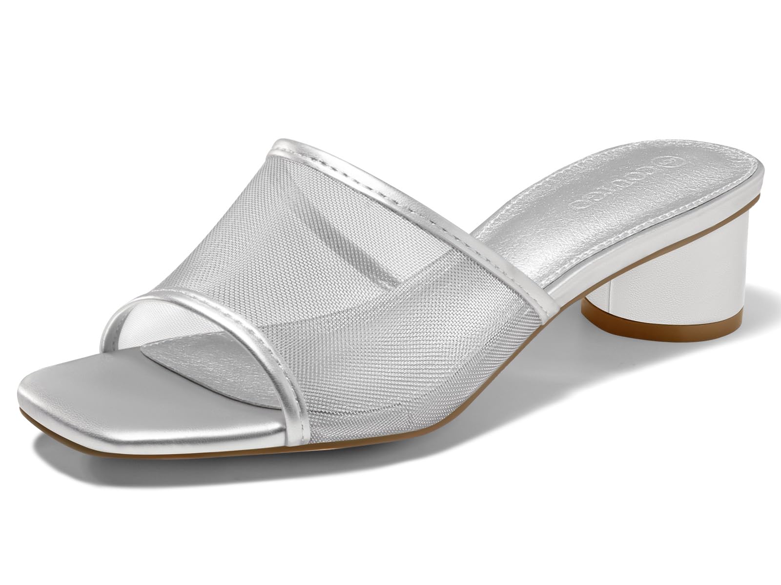 Sandálias Slide Coutgo Mesh Chunky Heels Mules Para Mulheres