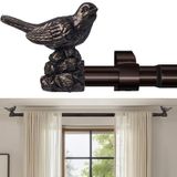 Varão De Cortina Kveeo Vintage Oil Bronze 180-360 Cm Com Acabamento Em Pássaros