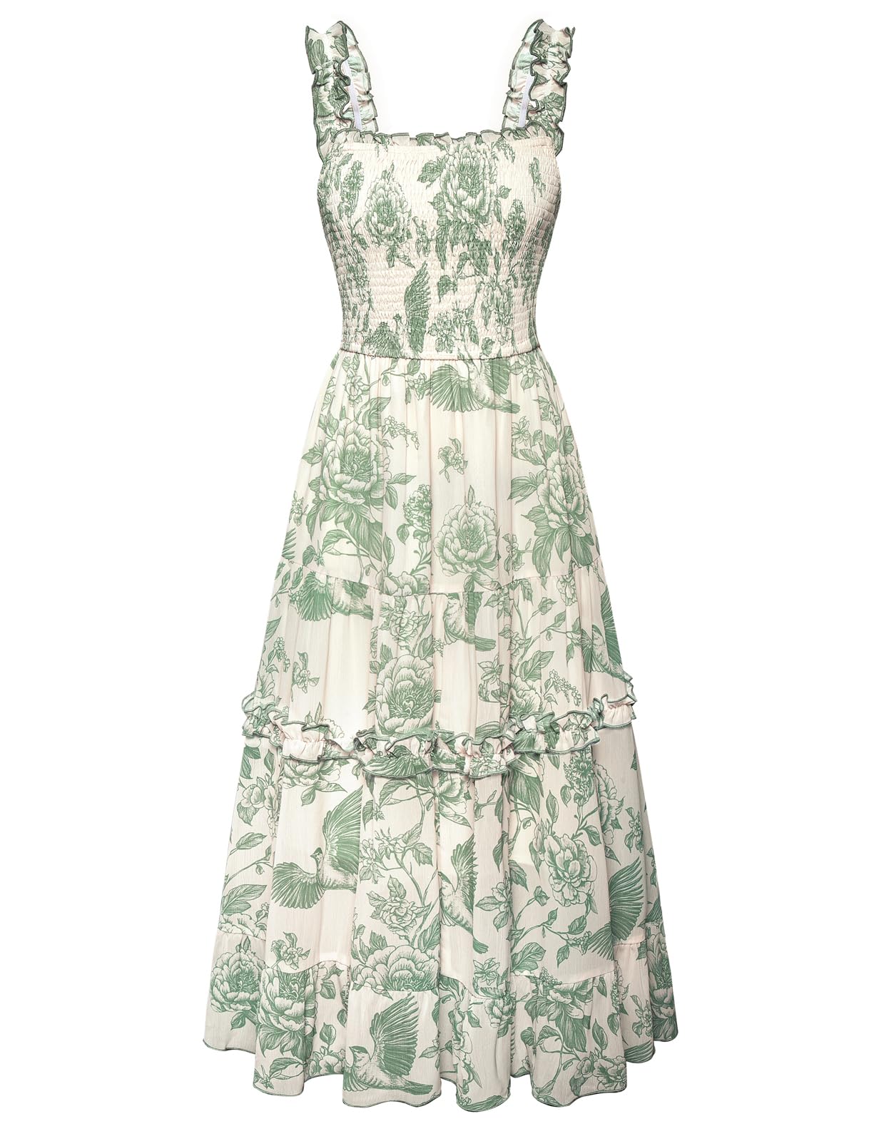 Vestido Scarlet Darkness Cottagecore Com Estampa Floral Verde Para Mulheres