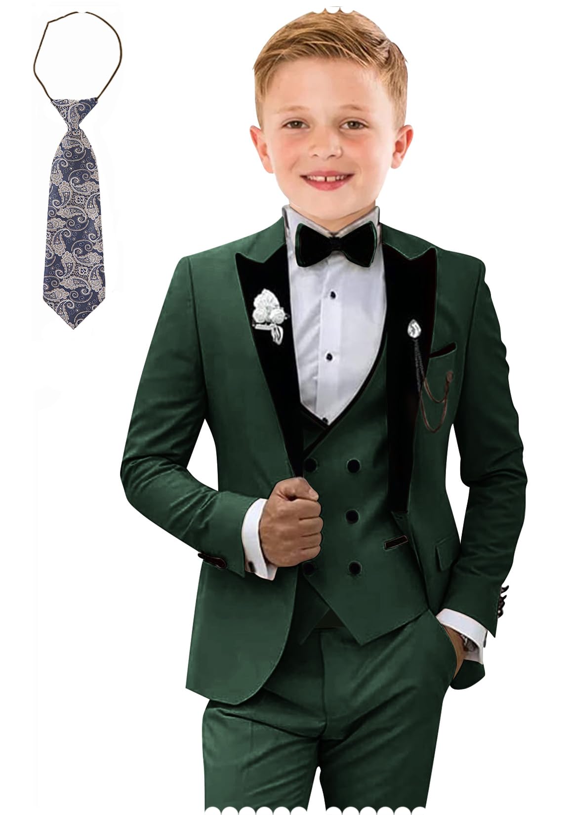 Suit Tesscy Boys Slim Fit, Verde Escuro, Tamanho 8