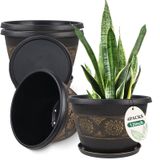 Vasos Para Plantas Usocik Retro Pattern Com Orifícios De Drenagem, 30 Cm, Pacote Com 4