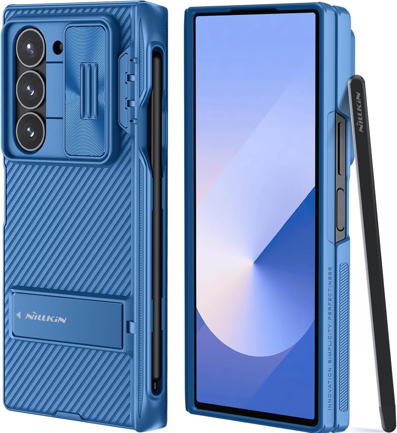 Capa De Telefone Nillkin Para Samsung Galaxy Z Fold 6 Com S Pen Azul