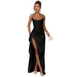 Vestido De Baile Woyiam 2025, Cetim, Sereia, Gola Alta, Preto, Feminino