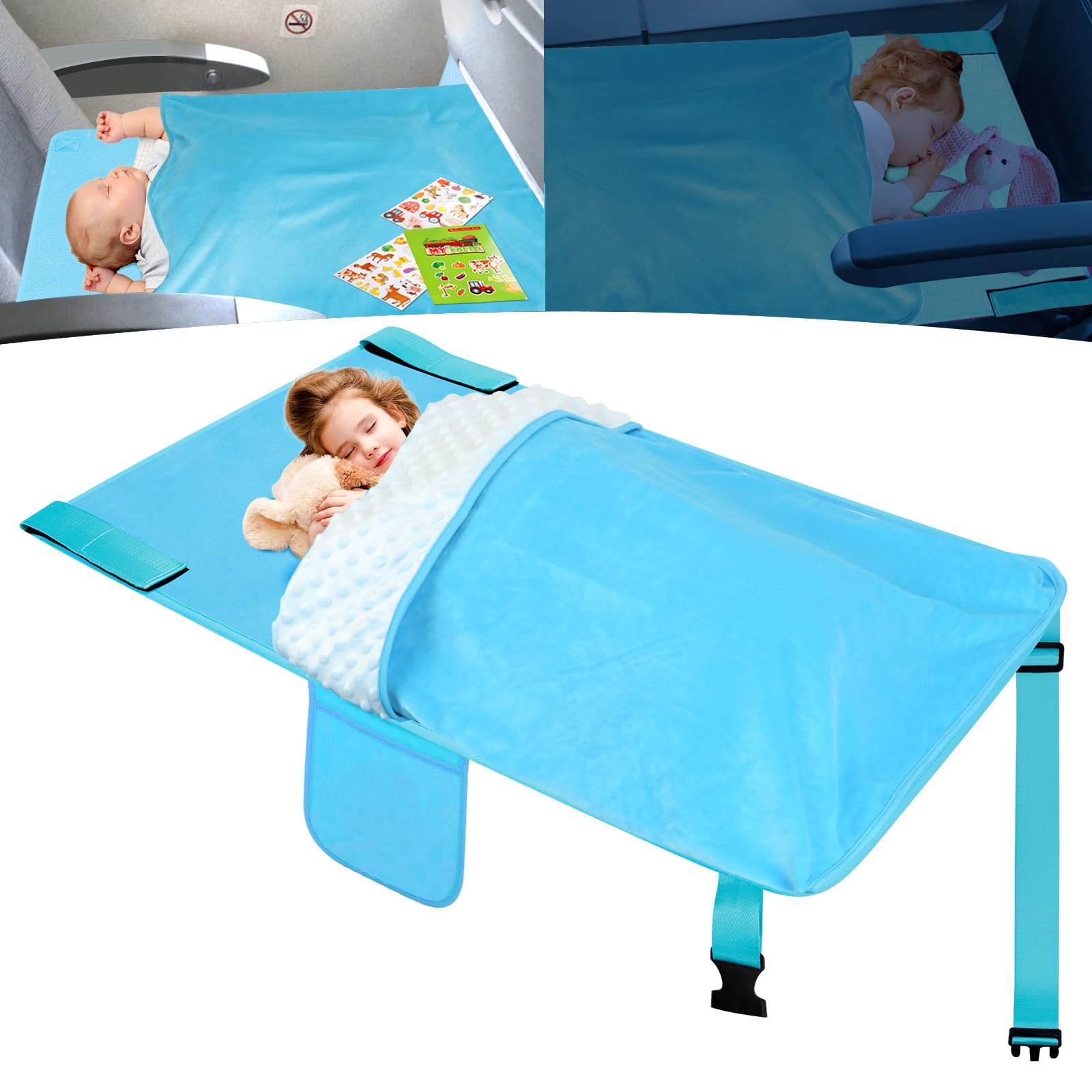 Cama De Avião E Cobertor Gocozy Toddler Blue Com Livros De Adesivos