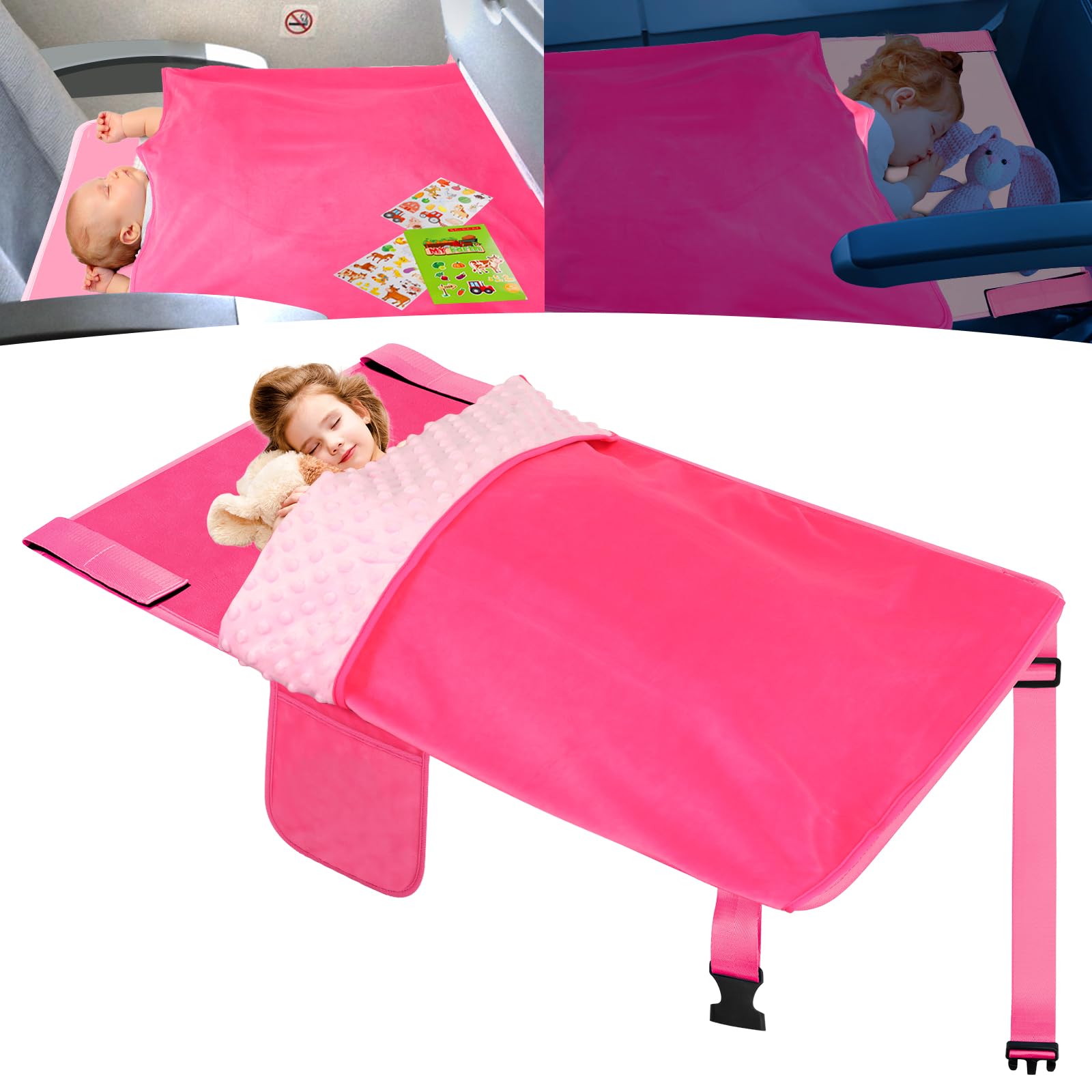 Cama De Avião E Cobertor Gocozy Toddler Com Livro De Adesivos Rosa
