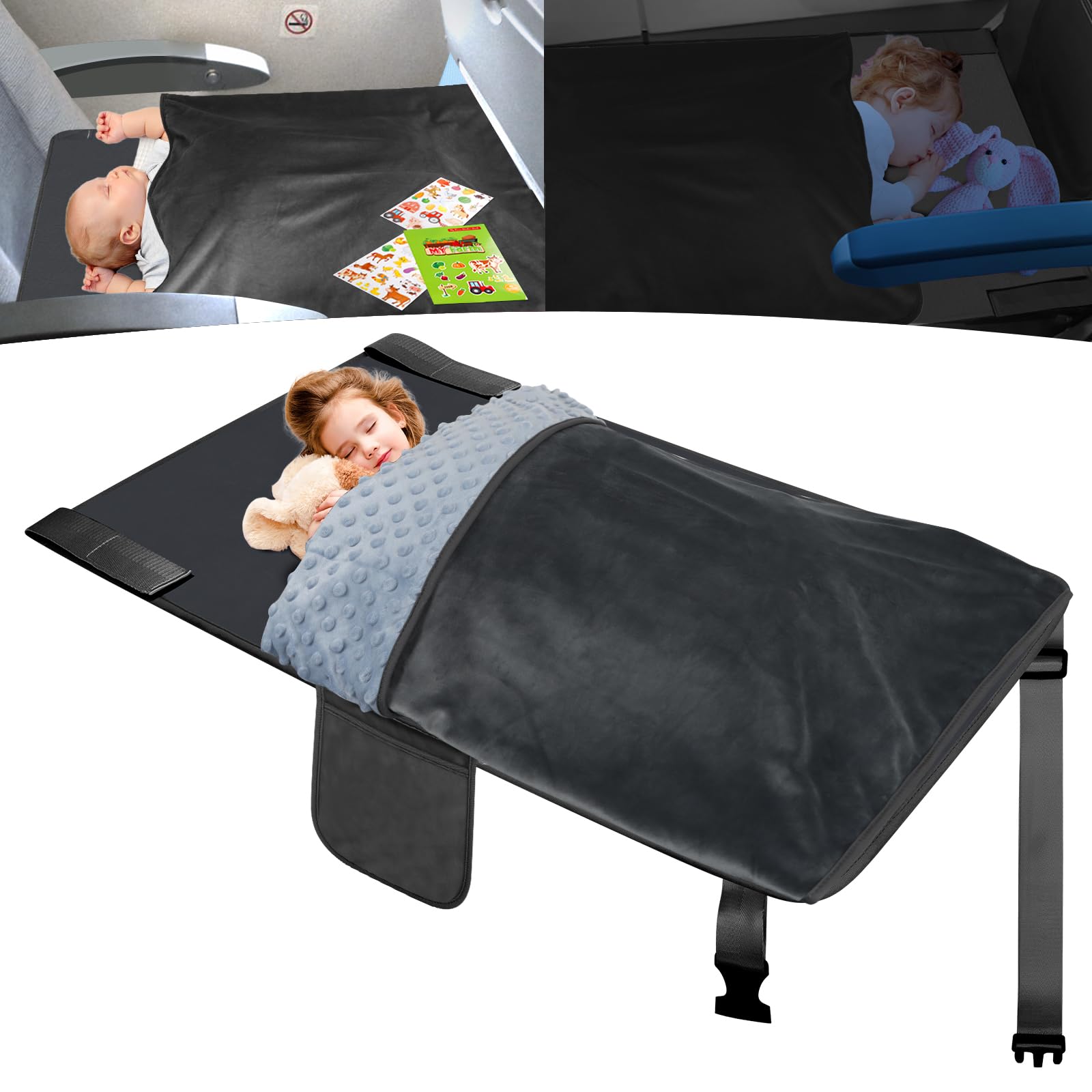 Cama De Avião E Cobertor Gocozy Toddler Grey Com Livros De Adesivos