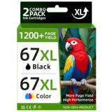 Pacote Combinado De Cartuchos De Tinta Valnalo 67 Preto/colorido Para Hp 67xl