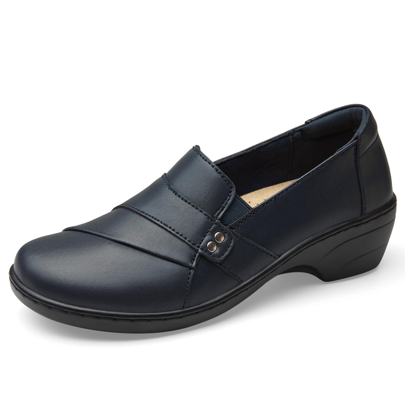 Sapatos Kordal Loafers Slip-ons Femininos De Couro Azul Marinho Tamanho 8us