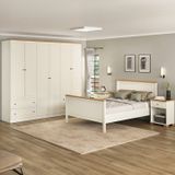 Conjunto Cama Casal, Guarda-roupa 6 Portas 2 Mesas De Cabeceira Ananda Cabecasa Madeiramadeira Off White/mel