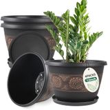 Vasos Para Plantas Usocik Retro Pattern Com Orifícios De Drenagem De 30 Cm, Pacote Com 4 Unidades