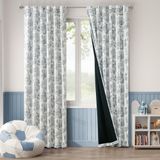 Cortinas Jinchan 100% Blackout Nursery 214 Cm Blue Animal X2