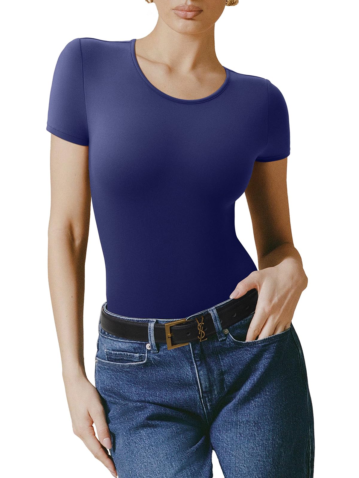 Macacão Reoria Azul Com Forro Duplo Básico De Manga Curta Feminina Xxl