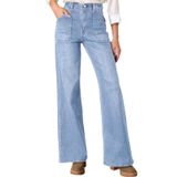 Jeans Elegantes, Modernos, De Cintura Alta, Pernas Retas, Jeans Femininos