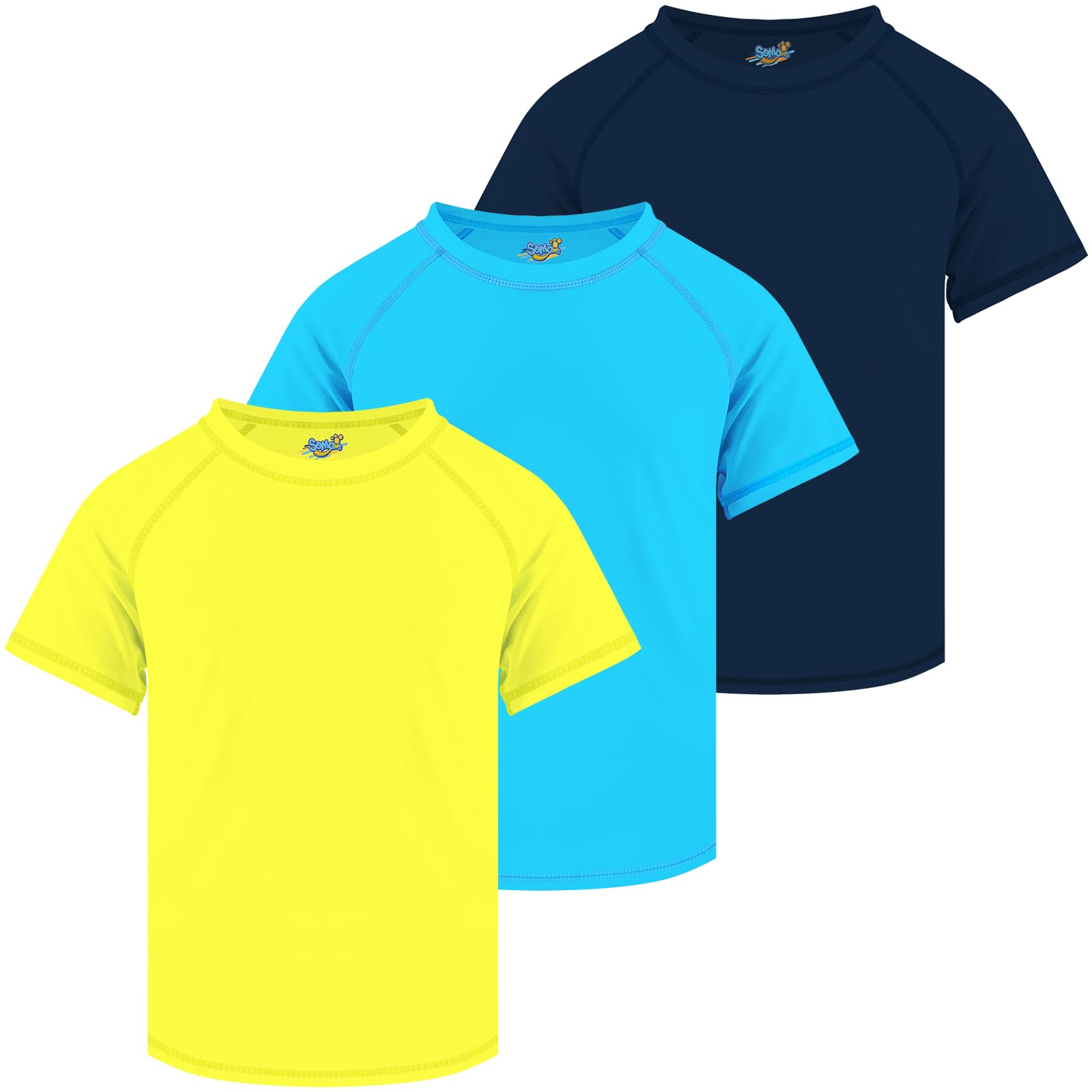Rash Guard Semois Para Meninos De Manga Curta Upf 50+ Azul Amarelo 5-6y