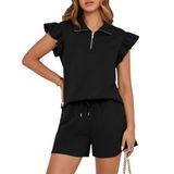 Roupas De 2 Peças E Moletom Para Mulheres Btfbm Com Zíper E Decote Em V