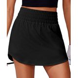 Saia De Golfe Pinspark Para Mulheres Com Cintura Elástica Preta Média