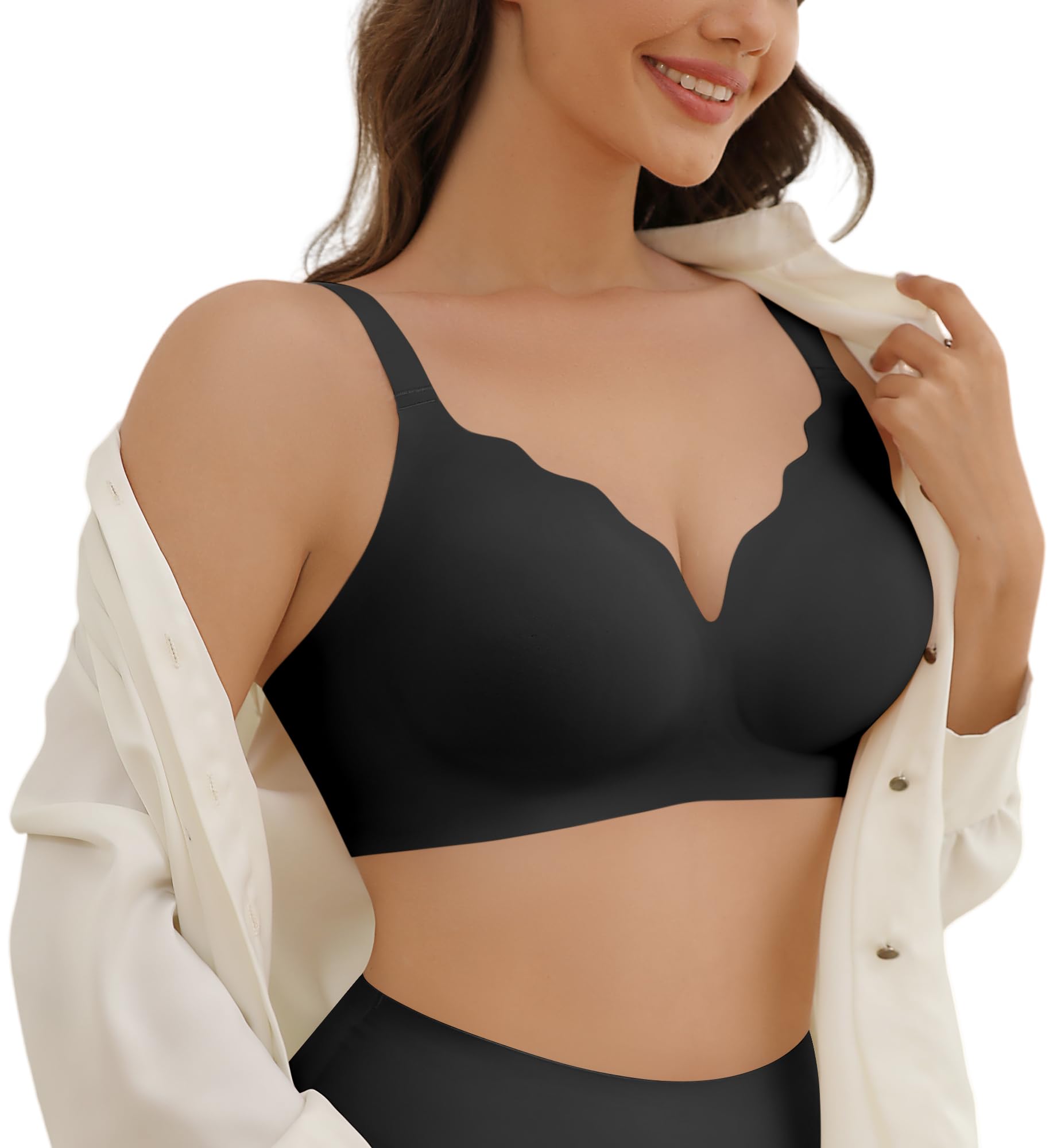 Sutiã Sem Fio Deangelmon Seamless Full Coverage, Acolchoado Preto