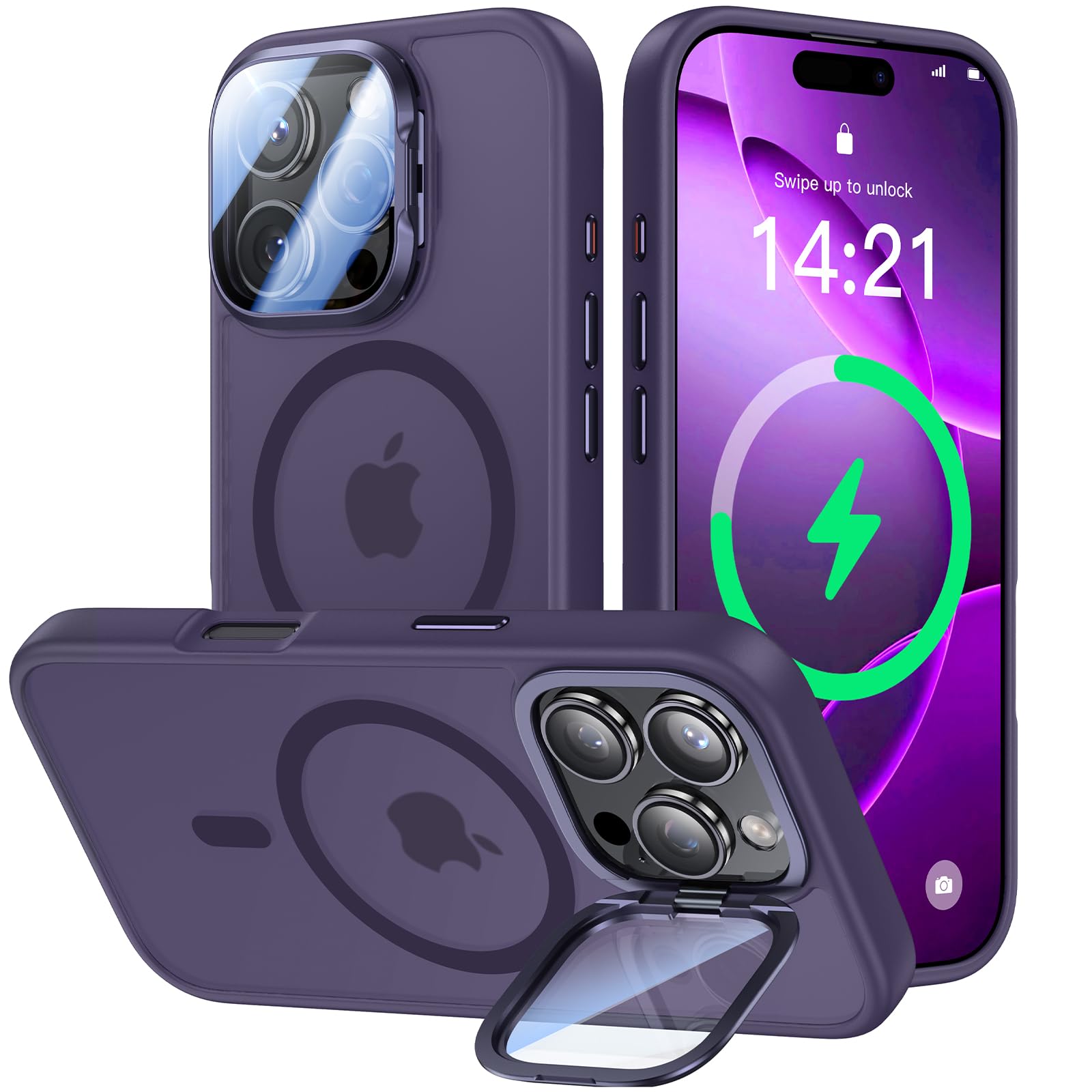 Capa De Telefone Vofata Para Iphone 16 Pro Max Com Capa De Câmera Roxa