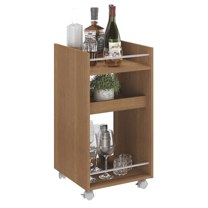 Carrinho Bar 3 Prateleiras E Rodizios 74x40 Cm 4628 Cinamomo Arly