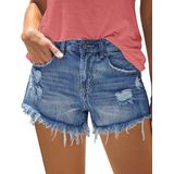 Shorts Onlypuff Junior Distressed Mid Rise Dark Blue Para Meninas