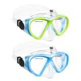 Máscara De Natação Acqces Kids, Óculos De Mergulho Com Snorkel De 5 A 15 Anos, 2 Unidades