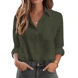 Blusa Feminina Hotouch, Camisas De Botão, Verde Militar, M