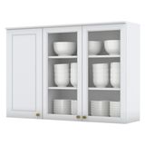 Armario Aereo 3 Portas Vidro Mdf 120 Cm Americana C363 Branco Henn