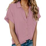 Camisas De Linho Hotouch Para Mulheres De Manga Curta Tamanho Grande