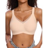 Sutiã Feminino Vinjact De Renda Em V Sem Fio Seamless Push Up Nude Xxl
