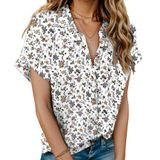 Blusa Feminina Hotouch De Linho Com Estampa Floral De Manga Curta
