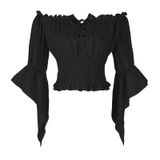 Blusa Mingyuezai Renaissance Peasant Off Shoulder 3gg Feminina