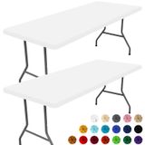 Toalha De Mesa Moosfor Spandex, Pacote Com 2 Para Mesas Retangulares De 5 Pés, Branca