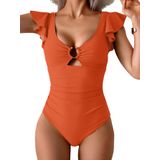 Roupa De Banho Feminina Feminina De Uma Peça Para Controle De Barriga Com Babados