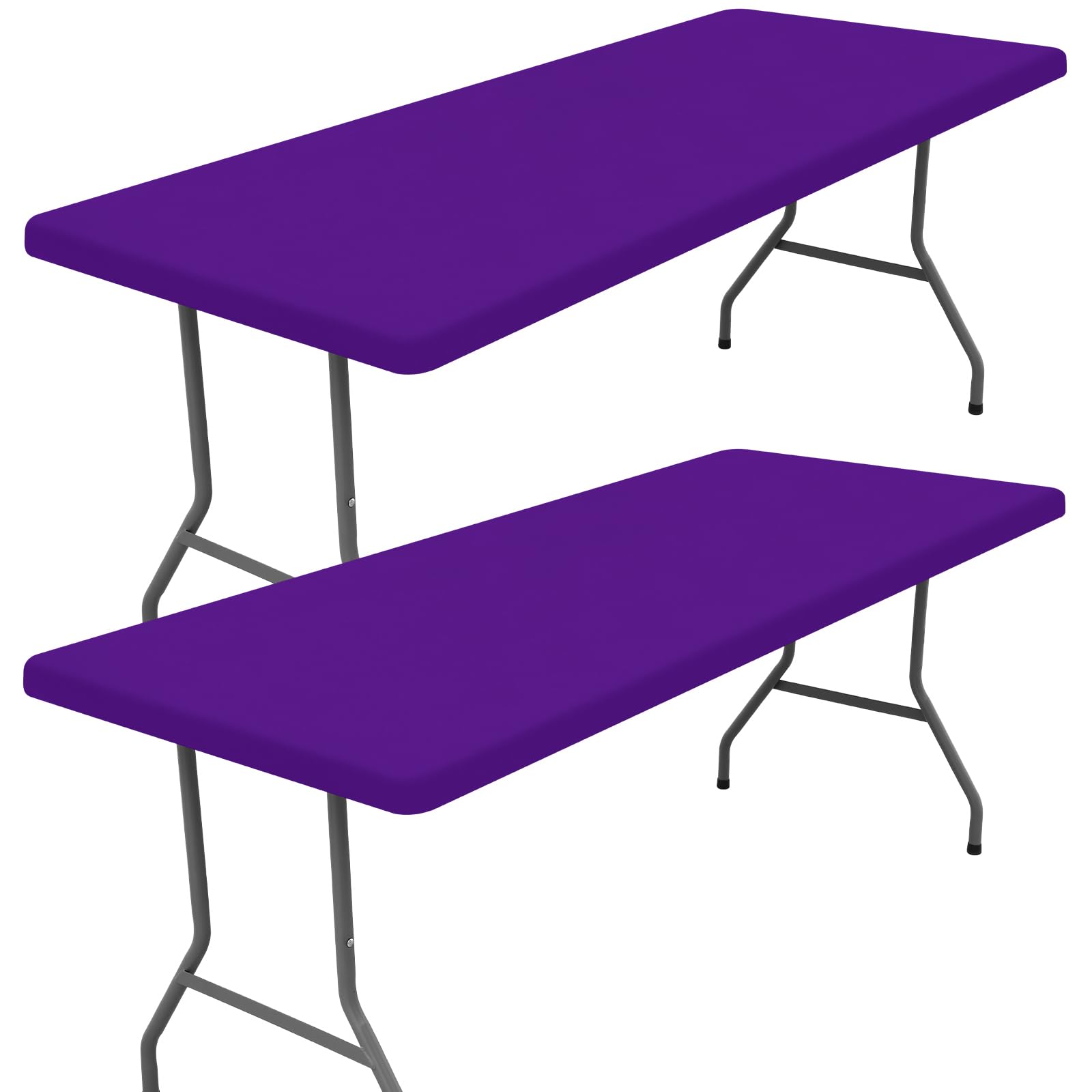 Toalha De Mesa Moosfor Spandex, Pacote Com 2 Para Mesa Retangular De 5 Pés, Roxa