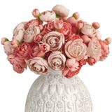 Flor Artificial Letjolt Ranunculus 18 Peças De Seda Rosa