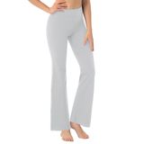 Calças De Ioga Bubblelime Bootcut Basic Cotton Cinza Claro L-29