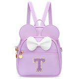 Mini Mochila Kkxiu Girls Initial Bowknot De Couro Sintético Roxa