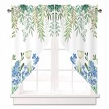 Cortina Valance Ayttbis Spring Wildflowers Azul Floral 71x91cm