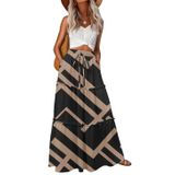 Saia Maxi Lepunuo Summer De Cintura Alta Fluida Com Bolsos Femininos