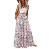 Saia Maxi Lepunuo Floral De Cintura Alta Fluida Com Bolsos Femininos