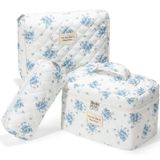 Bolsa De Maquiagem Tidystash Tidystash 3 Peças Com Padrão De Flores Azuis